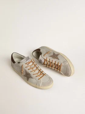 Men’s Super-Star with tobacco-colored croc-print leather star and black leather heel tab