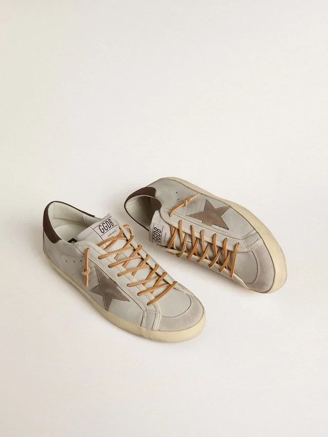 Men's Super-Star with tobacco-colored croc-print leather star and black leather heel tab
