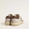 Men's Super-Star with tobacco-colored croc-print leather star and black leather heel tab