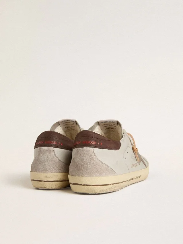 Men's Super-Star with tobacco-colored croc-print leather star and black leather heel tab