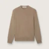 Men's sweater in light taupe organic cotton with embroidered logo