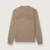 Men's sweater in light taupe organic cotton with embroidered logo