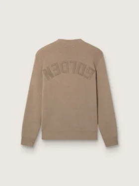 Men’s sweater in light taupe organic cotton with embroidered logo
