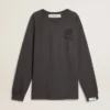 Men's T-shirt in anthracite-colored cotton with print on the chest