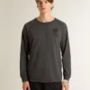Men's T-shirt in anthracite-colored cotton with print on the chest