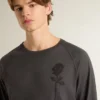 Men's T-shirt in anthracite-colored cotton with print on the chest