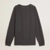 Men's T-shirt in anthracite-colored cotton with print on the chest
