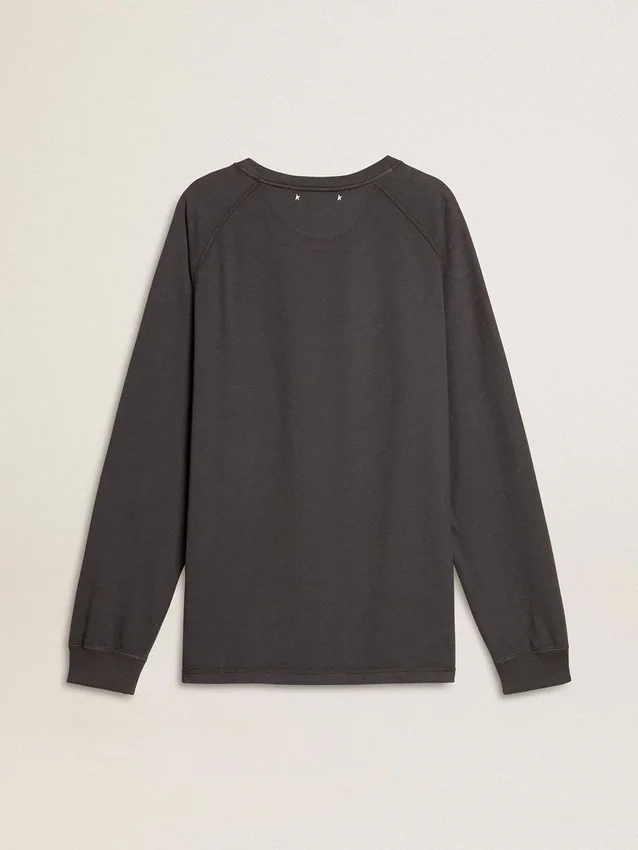 Men's T-shirt in anthracite-colored cotton with print on the chest