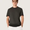 Men’s T-shirt in anthracite cotton jersey with perforated heart