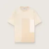 Men's T-shirt in cotton jersey with white and beige patchwork effect