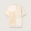 Men's T-shirt in cotton jersey with white and beige patchwork effect