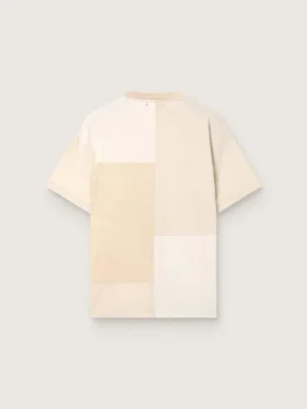 Men’s T-shirt in cotton jersey with white and beige patchwork effect