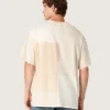 Men's T-shirt in cotton jersey with white and beige patchwork effect