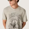 Men's T-shirt in gray melange jersey with vintage print