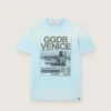 Men’s T-shirt in light blue cotton jersey with graphic print