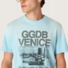 Men’s T-shirt in light blue cotton jersey with graphic print