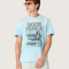 Men’s T-shirt in light blue cotton jersey with graphic print