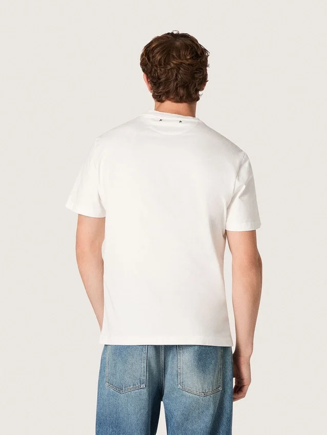 Men's T-shirt in vintage white cotton jersey