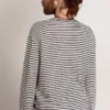 Men's T-shirt with white and blue stripes and embroidery on the front