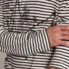 Men's T-shirt with white and blue stripes and embroidery on the front