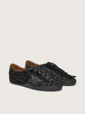 Men’s True-Star in black suede with Swarovski crystals and black leather star