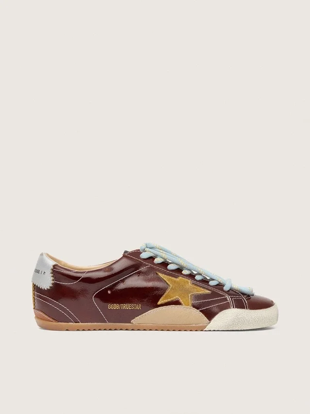 Men's True-Star in burgundy naplak with suede star and silver nappa heel tab