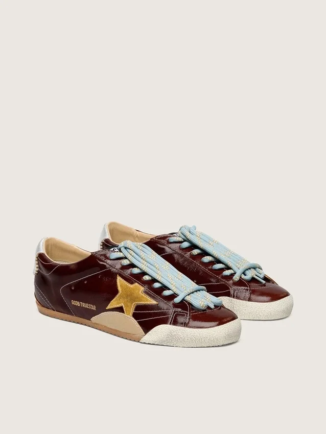 Men's True-Star in burgundy naplak with suede star and silver nappa heel tab