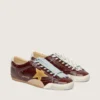 Men's True-Star in burgundy naplak with suede star and silver nappa heel tab