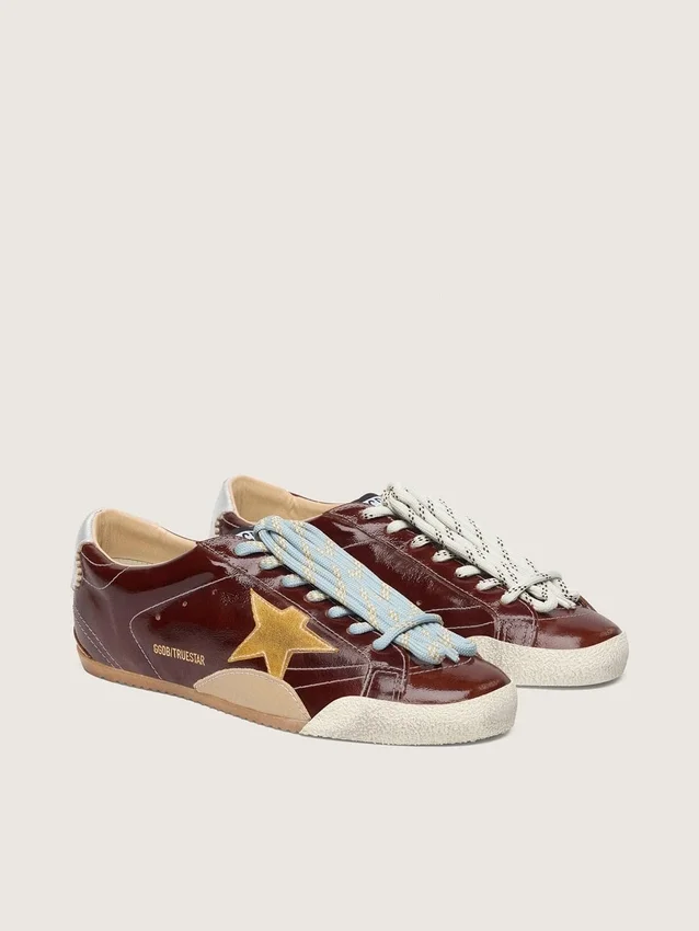 Men's True-Star in burgundy naplak with suede star and silver nappa heel tab