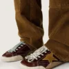 Men's True-Star in burgundy naplak with suede star and silver nappa heel tab