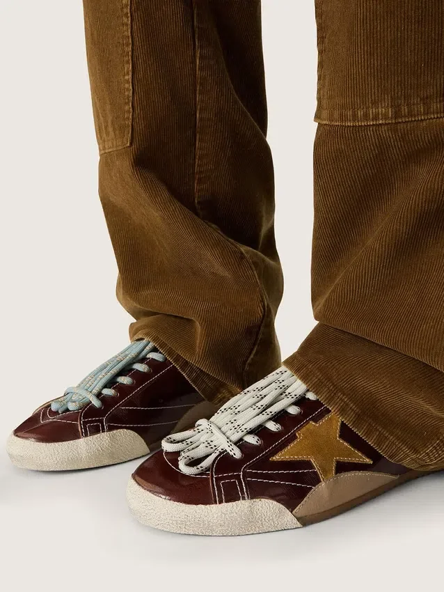 Men's True-Star in burgundy naplak with suede star and silver nappa heel tab