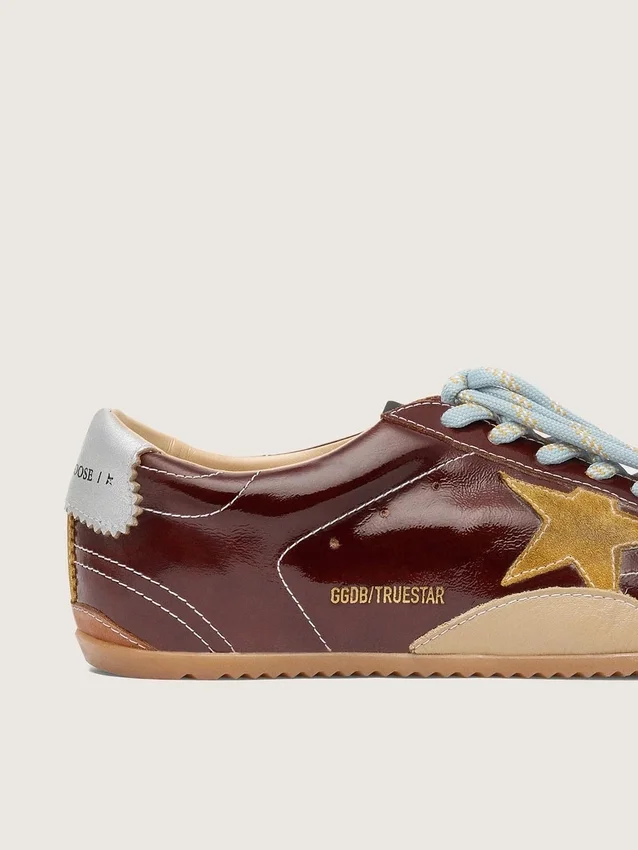 Men's True-Star in burgundy naplak with suede star and silver nappa heel tab