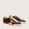 Men's True-Star in burgundy naplak with suede star and silver nappa heel tab