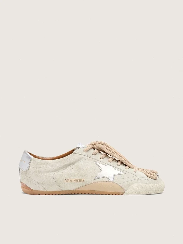 Men's True-Star in light gray suede with metallic silver star and heel tab