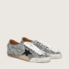 Women's True-Star in silver sequins with black star and silver leather heel tab