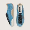 Men's True-Star in teal suede with black star and cream heel tab