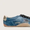 Men's True-Star in teal suede with black star and cream heel tab