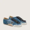 Men's True-Star in teal suede with black star and cream heel tab