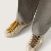 Men's True-Star in white nappa leather with gold foiled leather star and beige suede heel tab