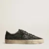 Men's V-Star in black and green striped canvas with black leather star and toe