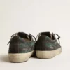 Men's V-Star in black and green striped canvas with black leather star and toe