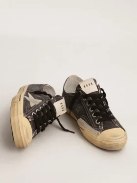 Men’s V-Star in black canvas with ice-gray star and heel