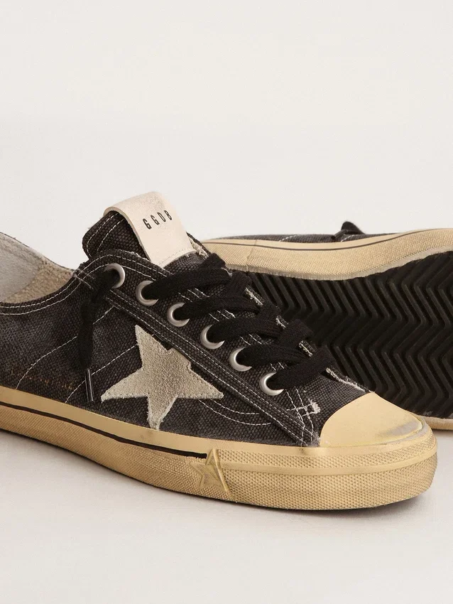Men's V-Star in black canvas with ice-gray star and heel