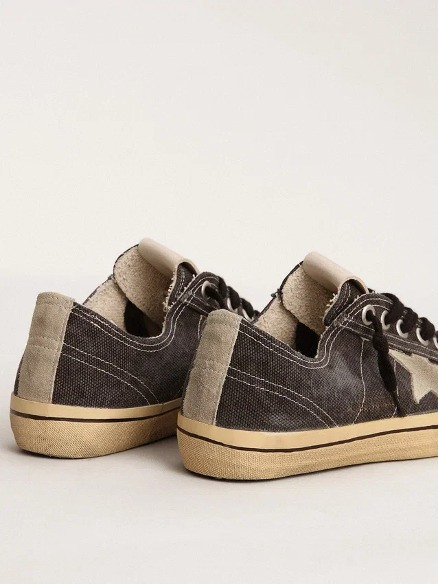 Men's V-Star in black canvas with ice-gray star and heel