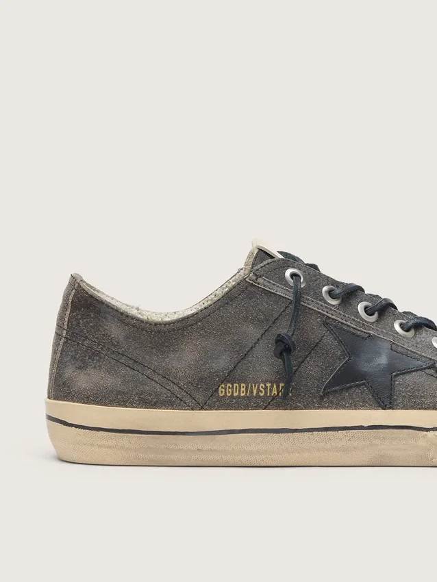 Men’s V-Star in black suede with black leather star