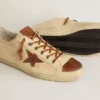 Men's V-Star in cream canvas with tobacco leather star
