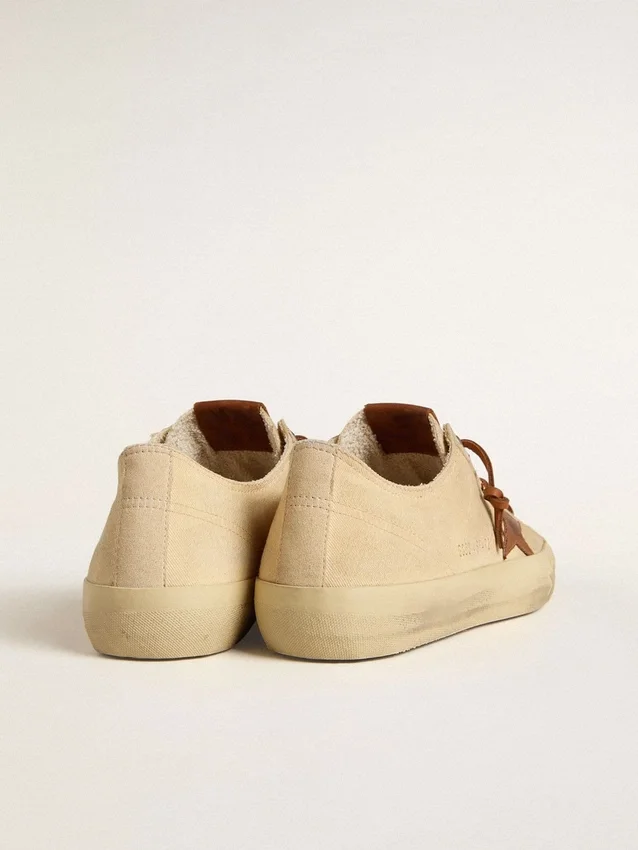 Men's V-Star in cream canvas with tobacco leather star