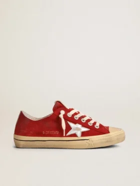 Men's V-Star in dark red suede with silver star and heel tab
