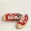 Men's V-Star in dark red suede with silver star and heel tab