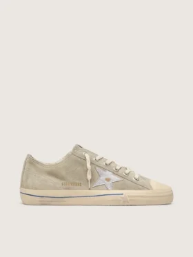 Men's V-Star in dove-gray suede with silver metallic leather star